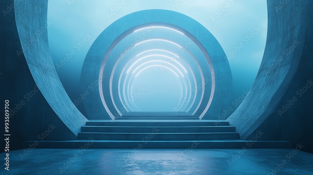 A blue tunnel with a blue ceiling and a blue floor A blue tunnel with a blue ceiling and a blue floor