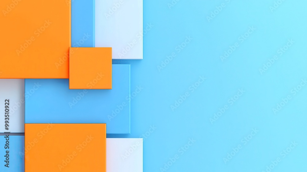 Vibrant abstract composition featuring a dynamic interplay of blue and orange squares, creating a captivating visual rhythm and energy in a modern artistic expression. Vibrant abstract composition featuring a dynamic interplay of blue and orange squares, creating a captivating visual rhythm and energy in a modern artistic expression.