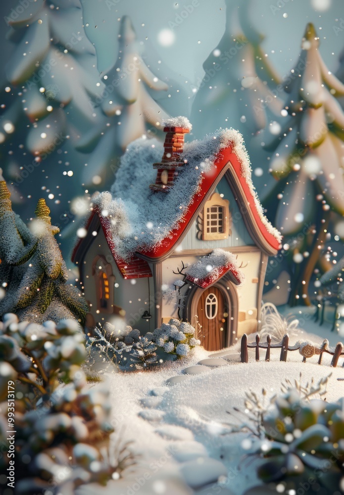 house in the winter forest. house in the winter forest.