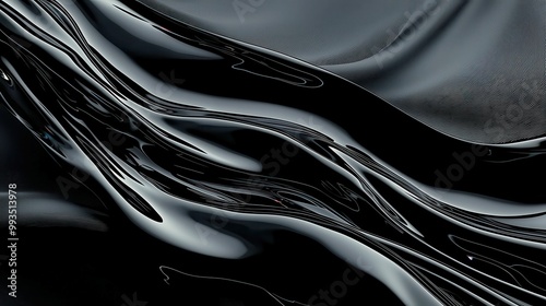 Futuristic Black Liquid Surface with Neon Ripples, a sleek and dynamic backdrop featuring flowing textures and vibrant highlights, ideal for modern design and digital projects.