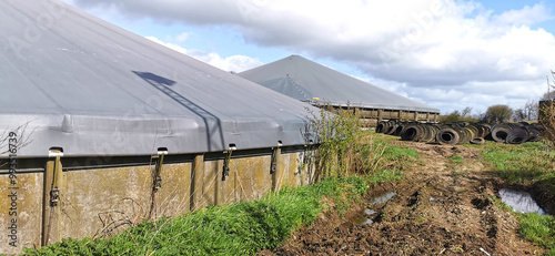 Canvas Print Danish slurry tank building at a cattle farm in Denmark
