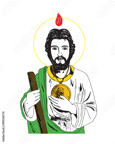 Saint Jude Thaddeus apostle of Jesus Christ Illustration Catholic religious vector