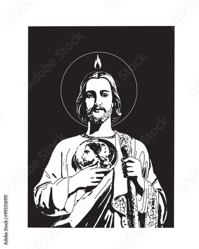Saint Jude Thaddeus apostle of Jesus Christ Illustration Catholic religious vector