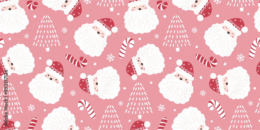 Joyful Winter and Christmas Seamless Pattern