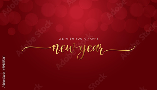 Happy New Year 2025, golden and red background, Greeting card, Banner