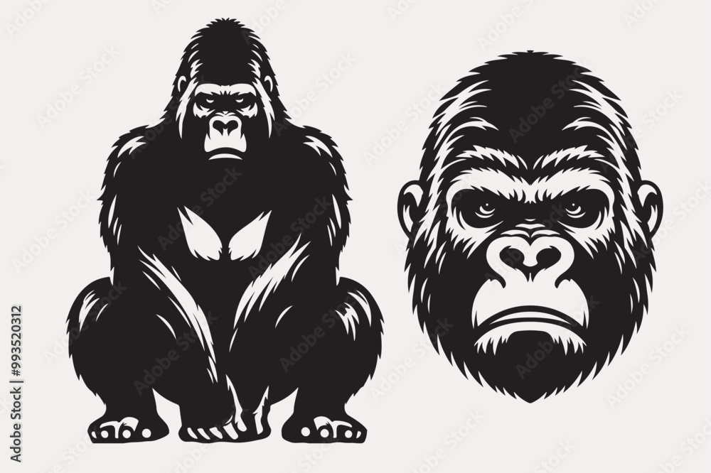 Obraz premium Gorilla vector ‍and Monkey art illustration, 