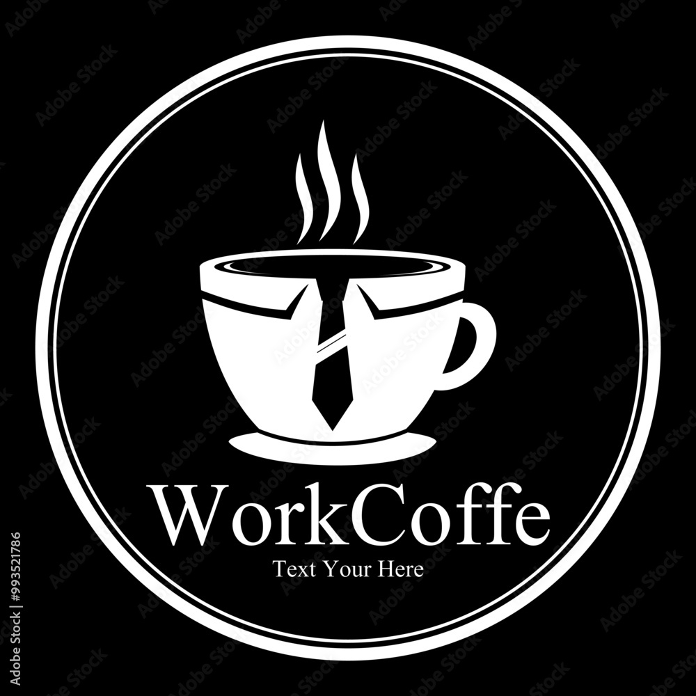 Work coffee vector logo template. This design use cup of coffee. Suitable for business. Work coffee vector logo template. This design use cup of coffee. Suitable for business.