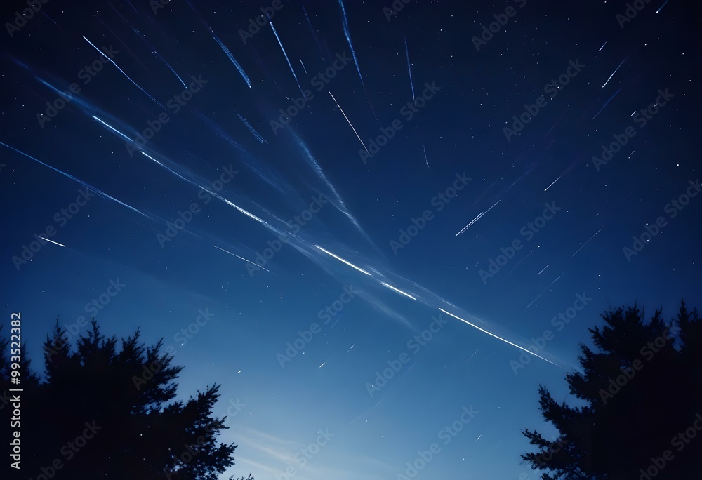 Streaks of light shooting across a dark night sky Streaks of light shooting across a dark night sky