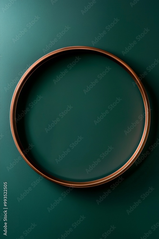 A matte emerald green wall with a copper circular frame, the empty middle offering a bold yet elegant contrast. A matte emerald green wall with a copper circular frame, the empty middle offering a bold yet elegant contrast.