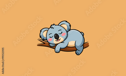 Cute koala sleeping peacefully on a tree branch.