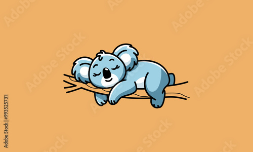 Cute koala sleeping peacefully on a tree branch.