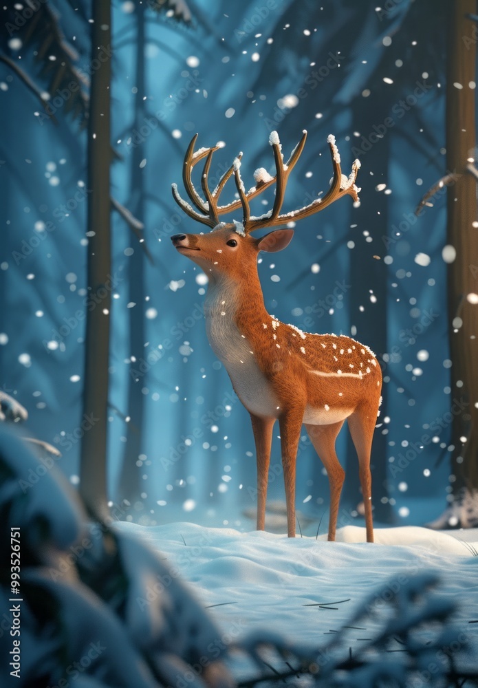 deer in the winter forest. deer in the winter forest.
