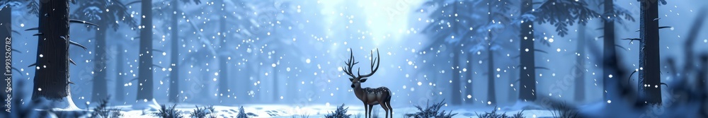 deer in the winter forest. deer in the winter forest.