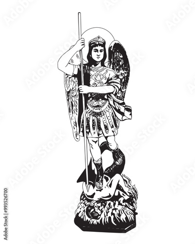 Saint Michael the archangel vector catholic religious illustration