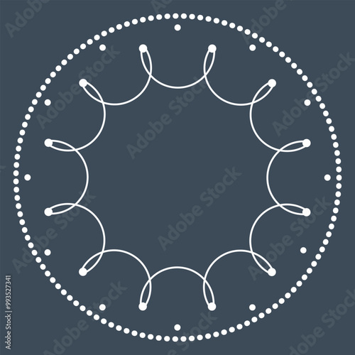 Abstract round frame isolated on a blue background. Elegance frame with copy space for your text. Vector illustration, design element.