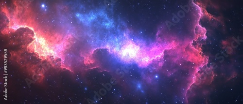 Cosmic Nebula: A celestial dance of red and blue