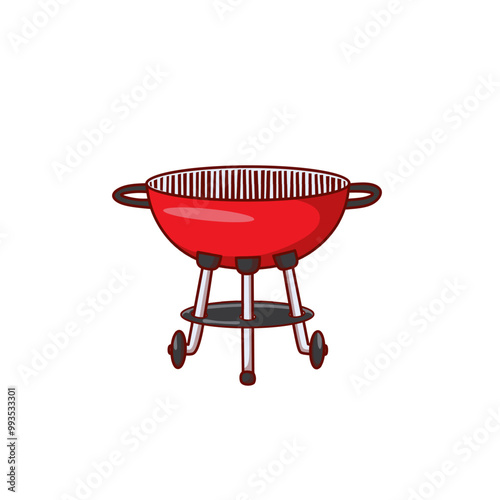 Round barbecue grill. Bbq icon. Electric grill. Device for frying food. Vector illustration in flat style
