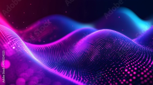 Luminous Digital Matrix: Purple Gradient Waves and Dots