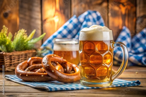 Bavarian Beer and Pretzel. Oktoberfest background. Oktoberfest dish.