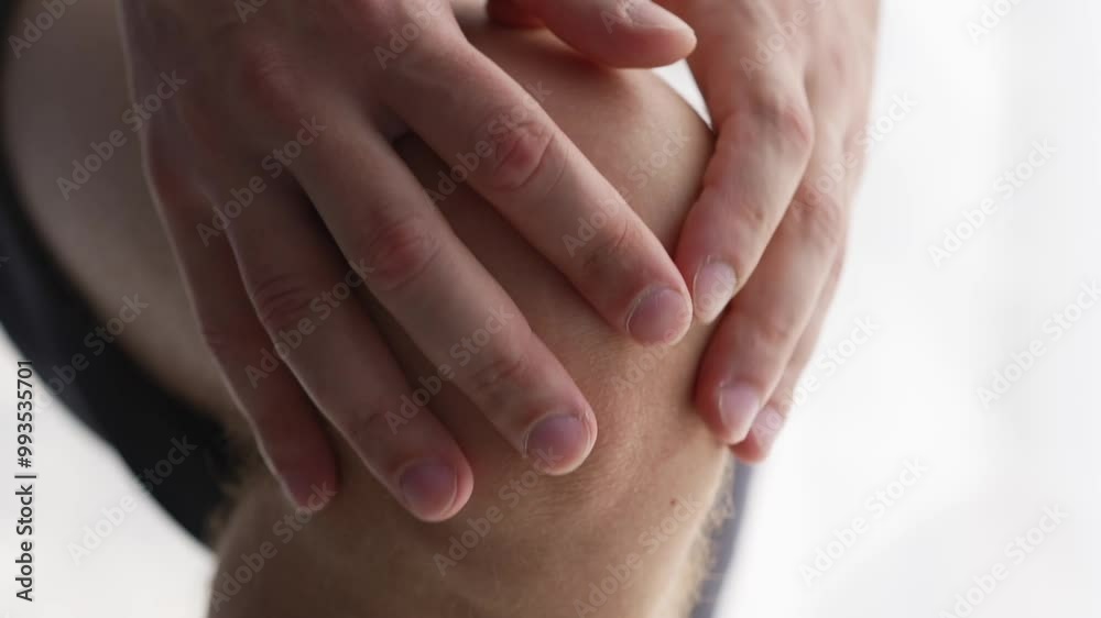 A young guy has a sore knee.
A man suffers from pain in his kneecap.
A man massages his leg.
Foot massage.
Meniscus injury in the leg.
Sports injury.
Bruise on a man's leg A young guy has a sore knee.
A man suffers from pain in his kneecap.
A man massages his leg.
Foot massage.
Meniscus injury in the leg.
Sports injury.
Bruise on a man's leg