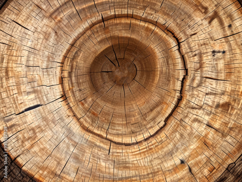 Cross-section of a tree trunk, structure of the rings of a perennial tree.