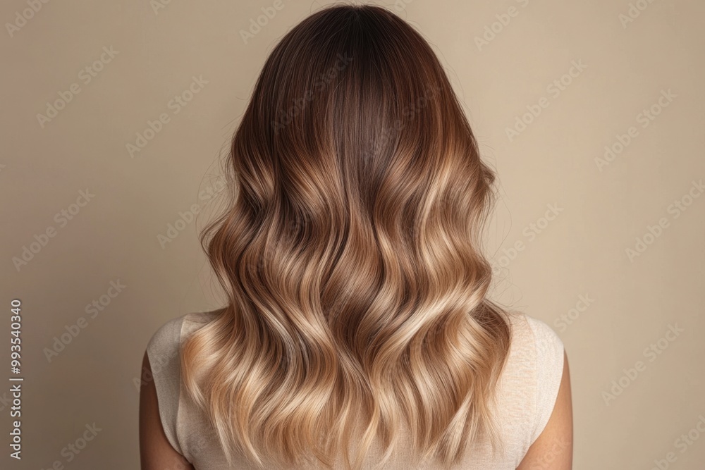 Back View of Woman with Ombré Hair from Dark Brown to Blonde
Back View of Woman with Ombré Hair from Dark Brown to Blonde