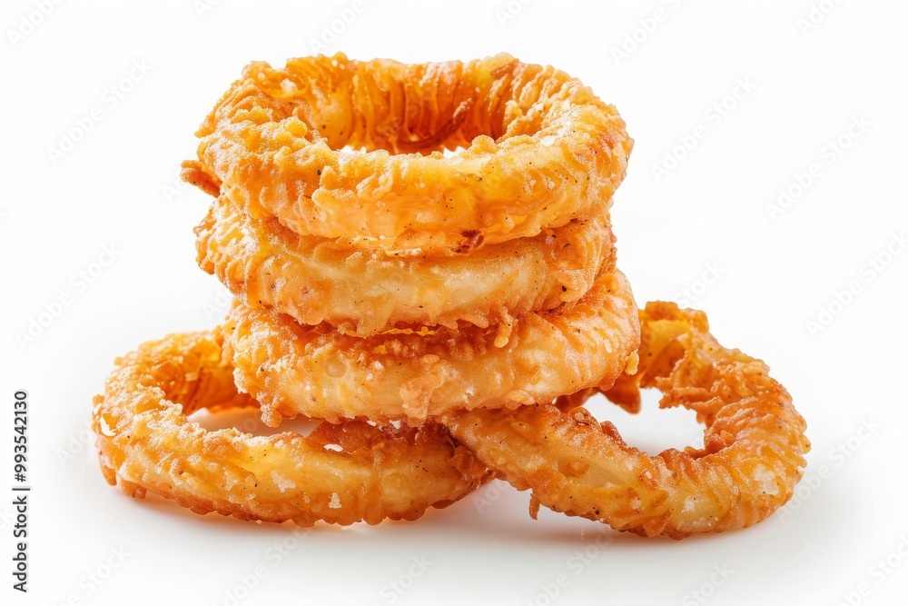 stack of Crispy Fried Onion Rings isolated on white background, MZ stack of Crispy Fried Onion Rings isolated on white background, MZ