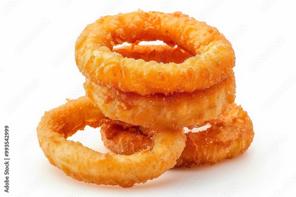 stack of Crispy Fried Onion Rings isolated on white background. MZ stack of Crispy Fried Onion Rings isolated on white background. MZ