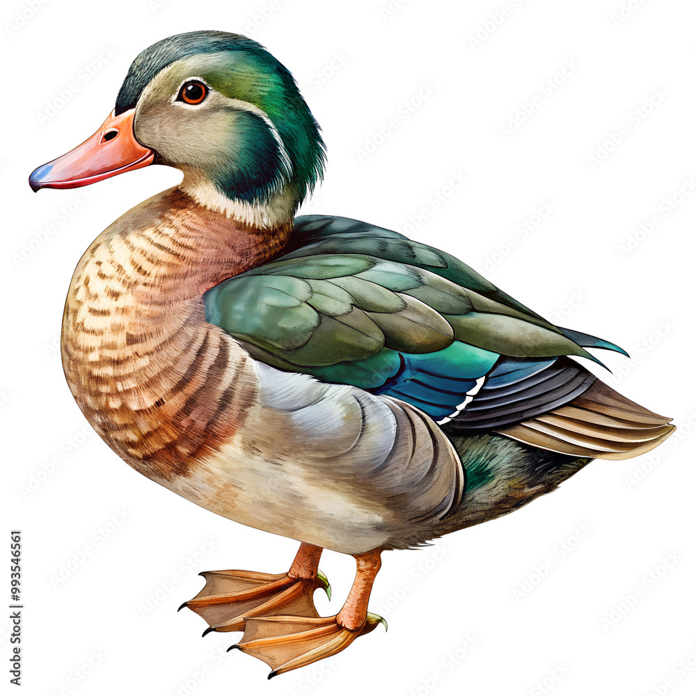 Obraz premium watercolor hand drawn duck.