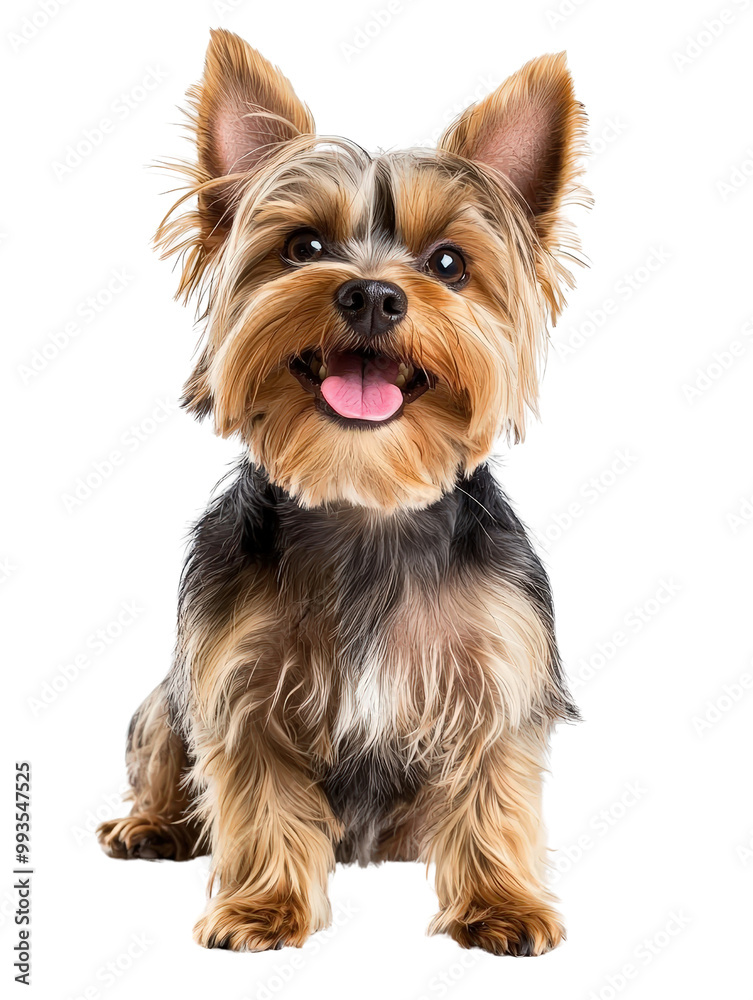 Joyful Yorkshire Terrier on Isolated Background Joyful Yorkshire Terrier on Isolated Background