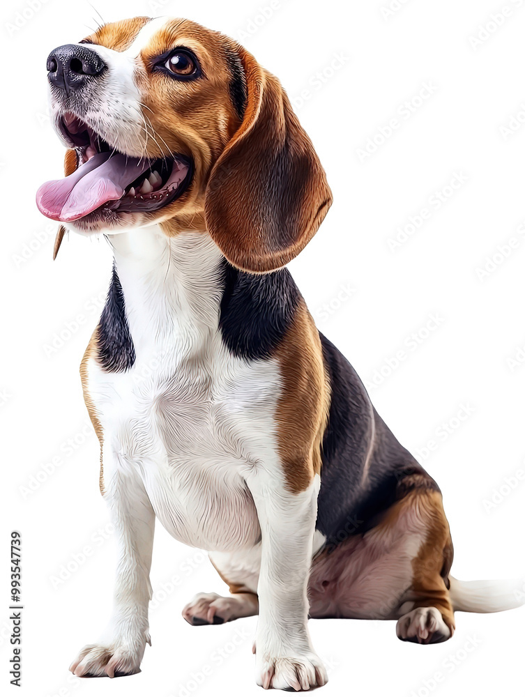 Joyful Beagle Dog Sitting on White Background Joyful Beagle Dog Sitting on White Background