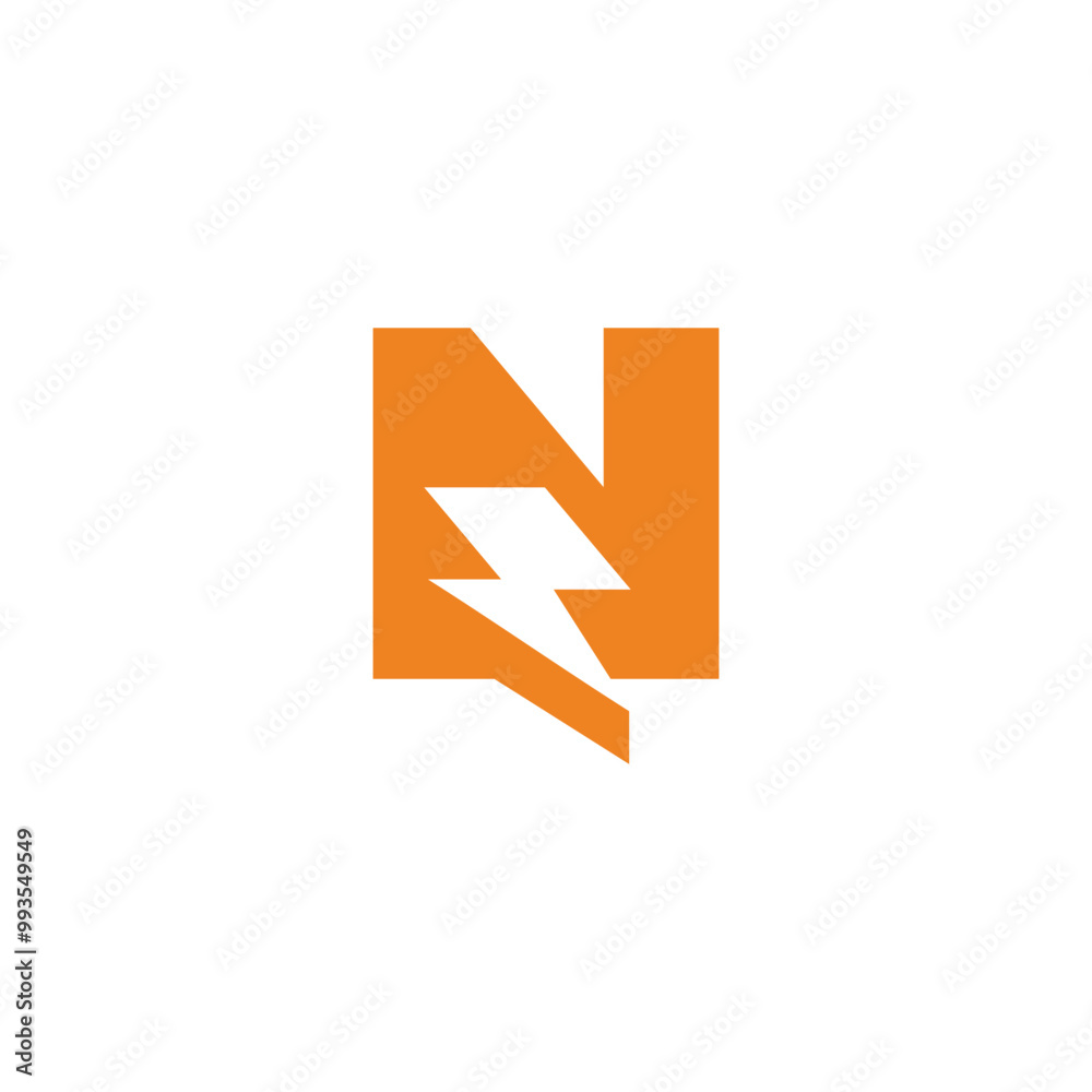 letter n thunder bolt simple geometric logo vector letter n thunder bolt simple geometric logo vector
