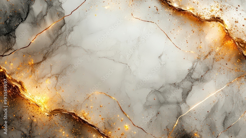 Abstract high quality white marbled texture with golden highlights, noble background