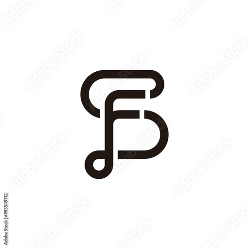 letter sf loops simple geometric thin lines logo vector