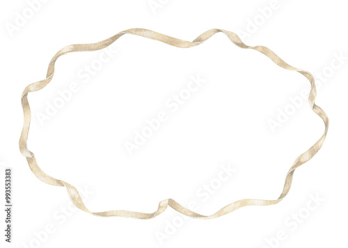 A delicate watercolor design of a ribbon wreath. The graceful, vintage style and blank copyspace make it suitable for wedding invitations, greeting cards, or holiday-themed decorative frame borders