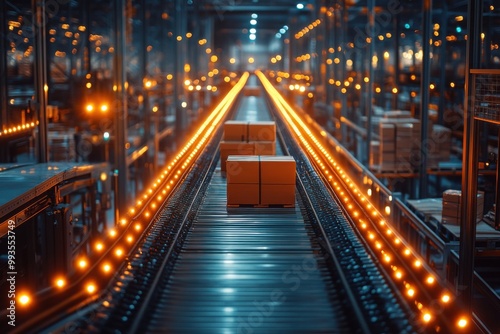 Conveyor Belt System in a Modern Warehouse