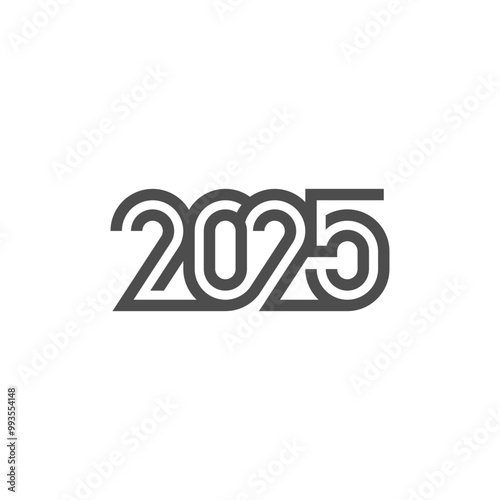 2025 typography logo design concept. 2025 number design for New Year. Sign for flyer, postcard, poster or banner. 