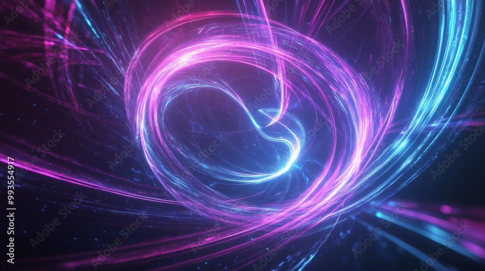 A deep, glowing void with swirling neon purple and cyan lines, creating abstract light trails, forming an otherworldly futuristic background A deep, glowing void with swirling neon purple and cyan lines, creating abstract light trails, forming an otherworldly futuristic background