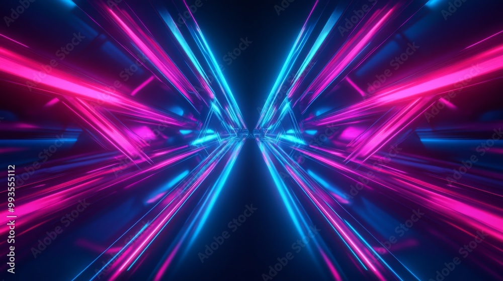 Deep futuristic neon lights in glowing blues and purples, creating abstract geometric patterns Deep futuristic neon lights in glowing blues and purples, creating abstract geometric patterns