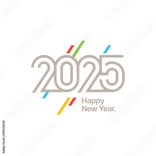 2025 typography logo design concept. 2025 number design for New Year. Sign for flyer, postcard, poster or banner. 