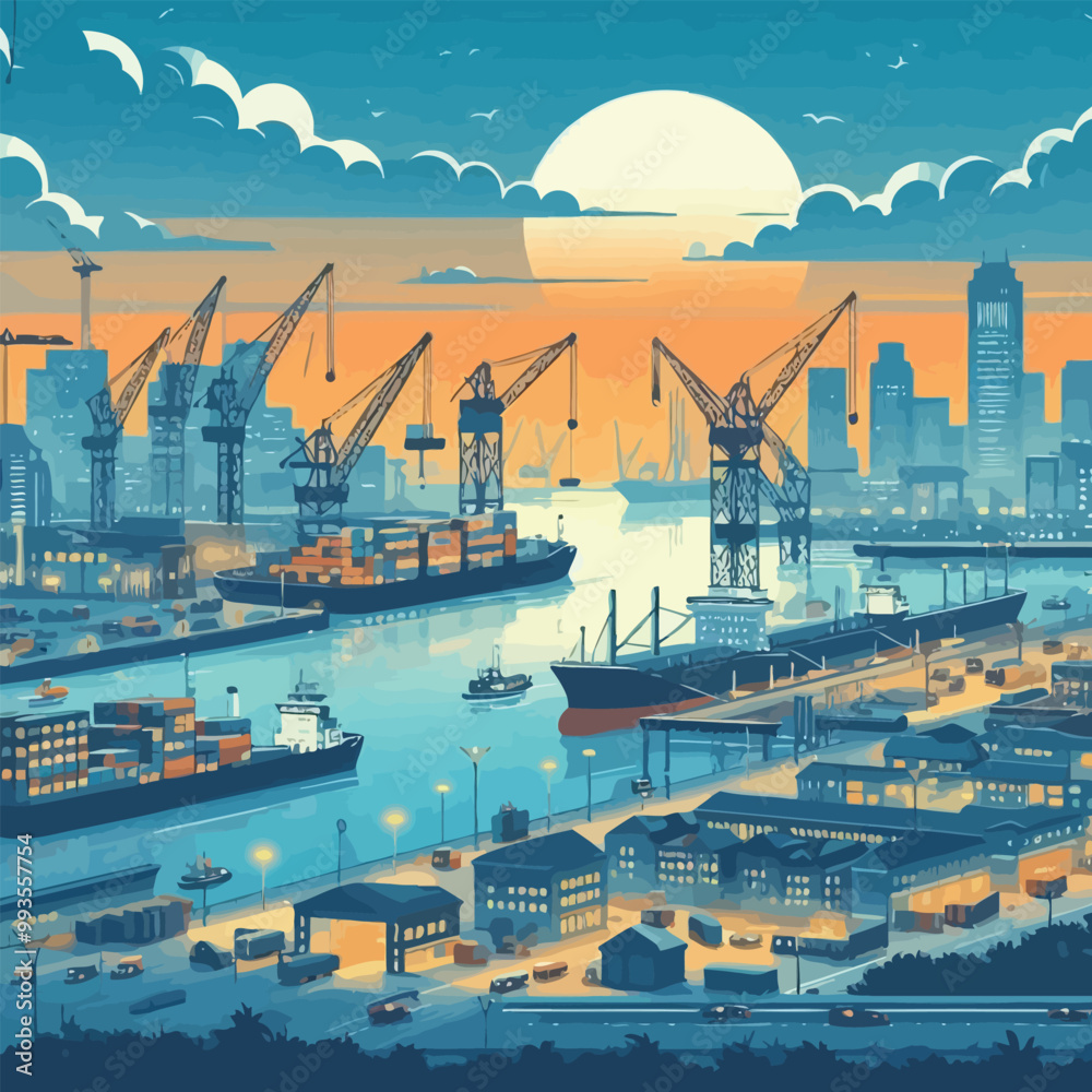 Obraz premium City landscape illustration