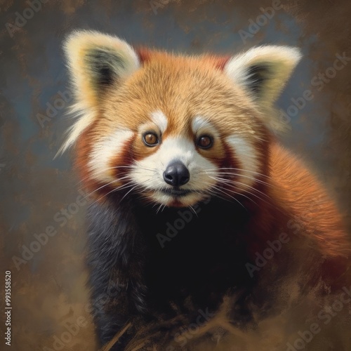 A close-up of a red panda with expressive eyes and fluffy fur.