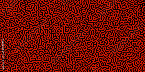 Turing reaction diffusion monochrome seamless pattern with chaotic motion. Abstract Turing organic wallpaper with background. Abstract diffusion pattern with chaotic shapes. Vector illustration	
