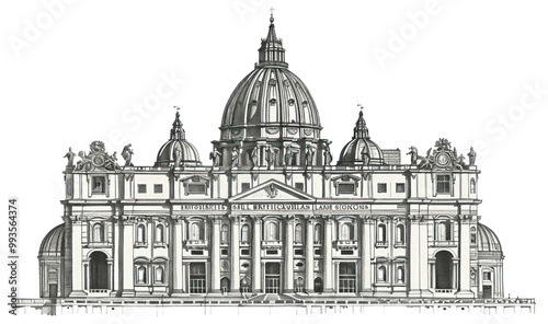 PNG Detailed architectural drawing of basilica