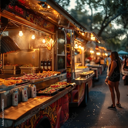 Food Truck Festival at Night