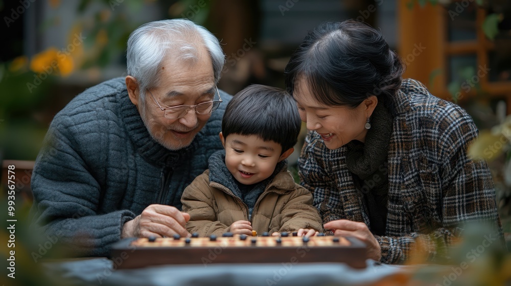 Family Bonding with Traditional Games: Asian Grandparents Teaching Grandchild Cultural Sports Family Bonding with Traditional Games: Asian Grandparents Teaching Grandchild Cultural Sports