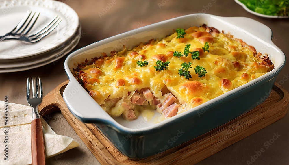 Cheesy Baked Ham and Pasta Casserole with a Golden Crust