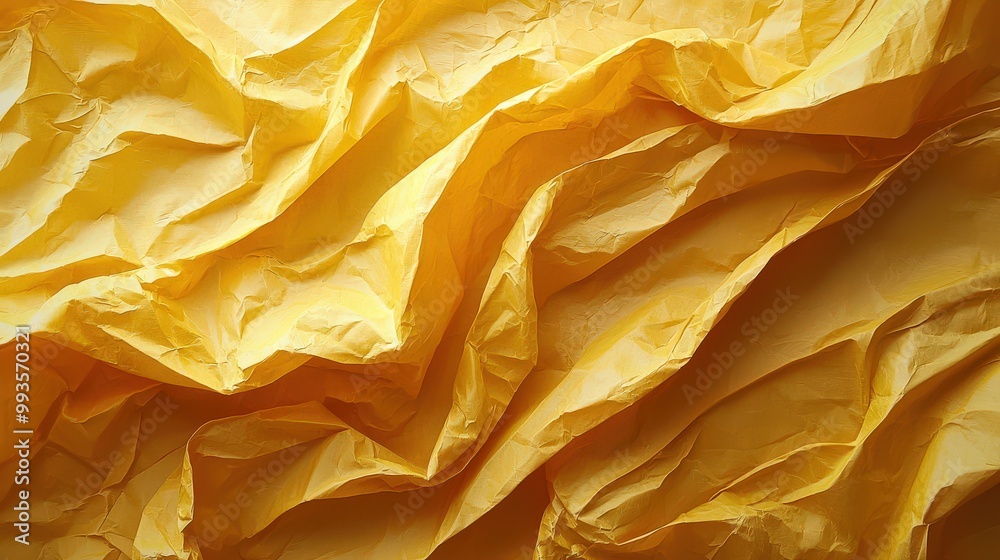 Crumpled Yellow Paper Texture: Abstract Background for Creative Designs