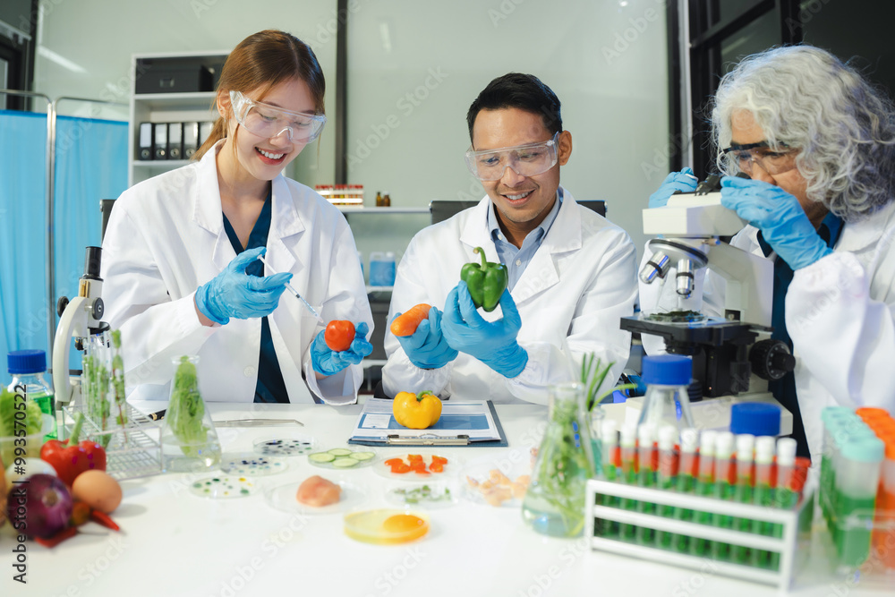 Microbiologist Working on Molecule Samples in Modern Food Science Laboratory, Control experts inspect the concentration of chemical residues. hazards, standard, contaminate. Microbiologist Working on Molecule Samples in Modern Food Science Laboratory, Control experts inspect the concentration of chemical residues. hazards, standard, contaminate.