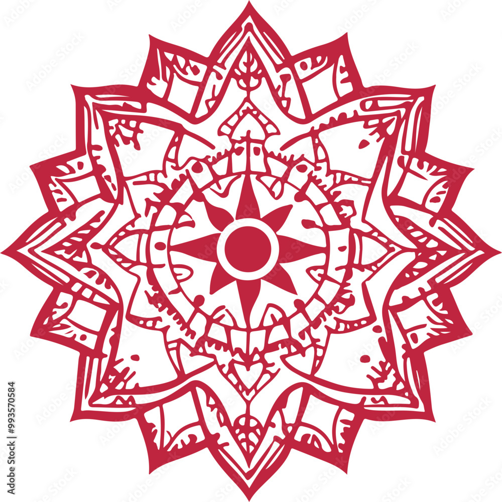 Red Mandala Design with Intricate Patterns and Shapes Red Mandala Design with Intricate Patterns and Shapes